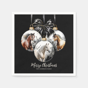 Guardanapo De Papel Citação de Natal dos cavalos preto e dourado