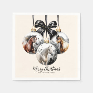 Guardanapo De Papel Citação de Natal dos cavalos preto e dourado
