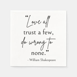 Guardanapo De Papel Citação de Shakespeare - Amor, Confiança E Errado