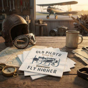 Guardanapo De Papel Citação de Voo de Biplano Velhos Pilotos Nunca Mor