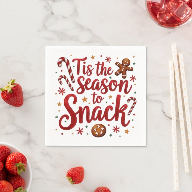 Guardanapo De Papel Citação Divertida É a Época de Beliscar Natal  (Insitu)