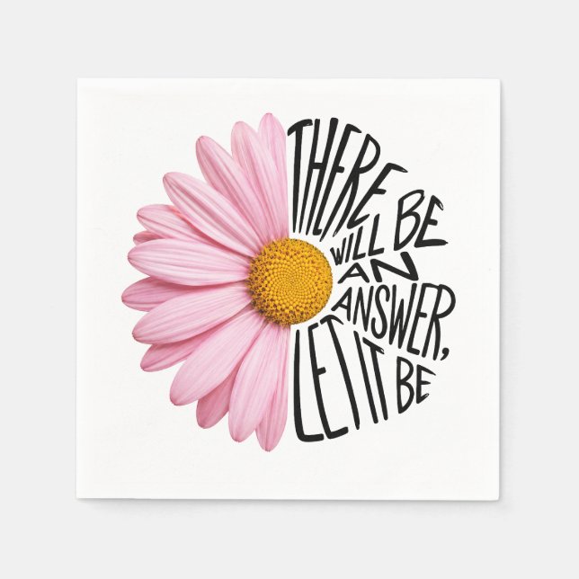 Guardanapo De Papel Citação Inspiradora e Margarida Rosa (Frente)