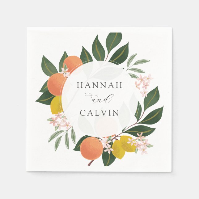 Guardanapo De Papel Citrus e Greenery Wedding Napkin (Frente)