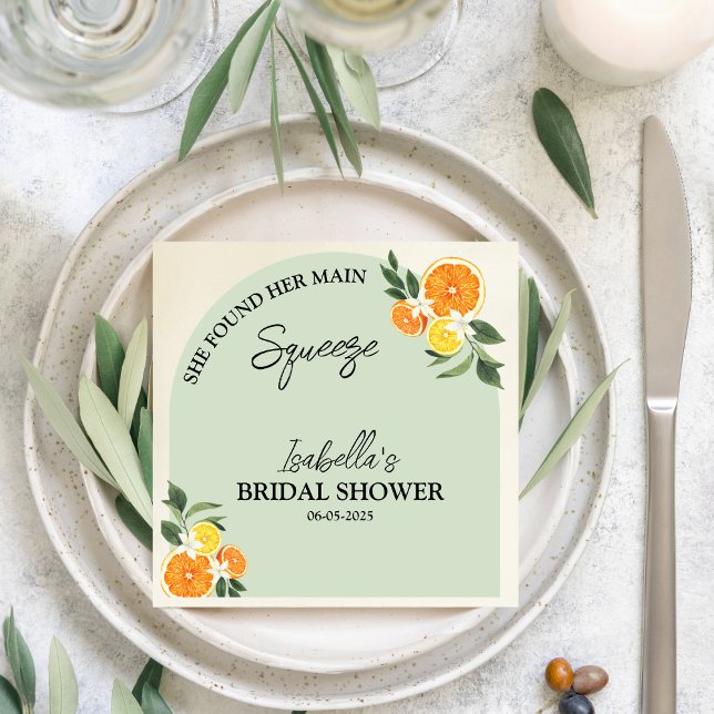 Guardanapo De Papel Citrus Ela Encontrou Sua Principal Churrasqueira   (Citrus She Found Her Main Greenery Bridal Shower)
