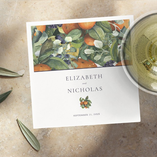 Guardanapo De Papel Citrus Floral | Casamento Botânico (Criador carregado)