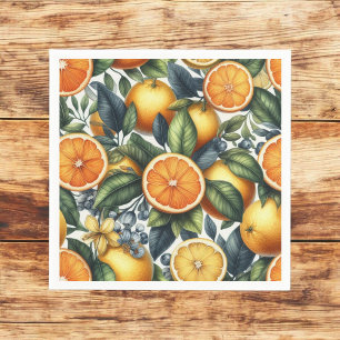 Guardanapo De Papel Citrus Orange Lemon Fresco e Verão Amarelo