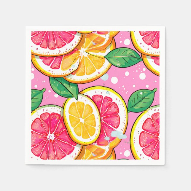 Guardanapo De Papel Citrus Ponto Polka Rosa (Frente)