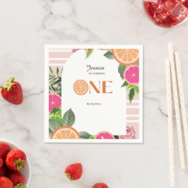 Guardanapo De Papel Citrus Tropical Baby First aniversário Watercolor