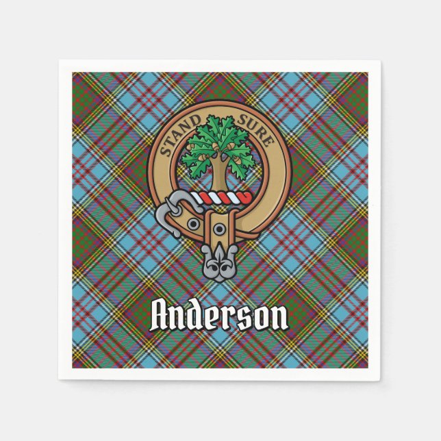 Guardanapo De Papel Clan Anderson Crest sobre Tartan (Frente)