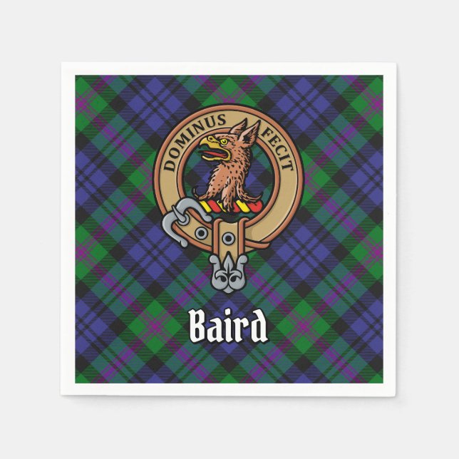 Guardanapo De Papel Clan Baird Crest sobre Tartan (Frente)