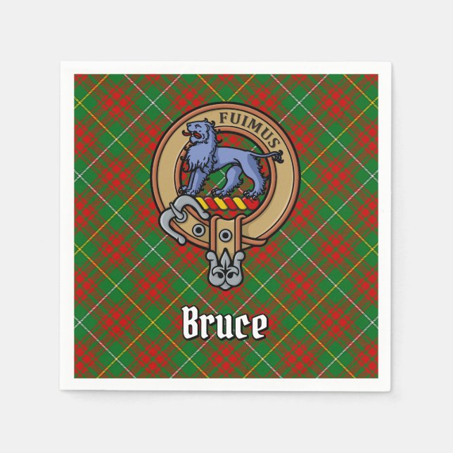 Guardanapo De Papel Clan Bruce Crest sobre caçar Tartan (Frente)