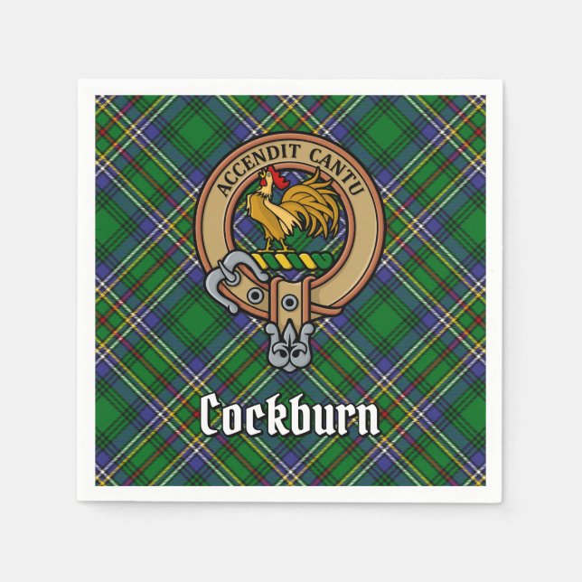 Guardanapo De Papel Clan Cockburn Crest sobre Tartan (Frente)