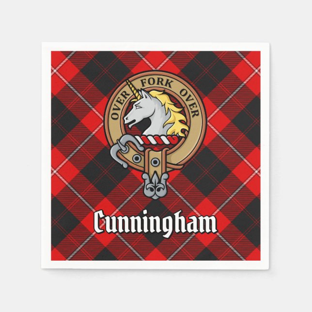 Guardanapo De Papel Clan Cunningham Crest sobre Tartan (Frente)
