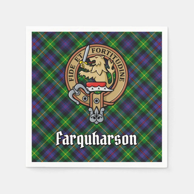Guardanapo De Papel Clan Farquharson Crest sobre Tartan (Frente)