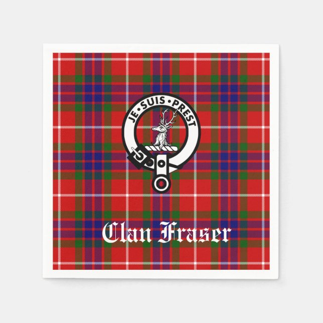 Guardanapo De Papel Clan Fraser Crest Crachá Tartan Personalizável (Frente)