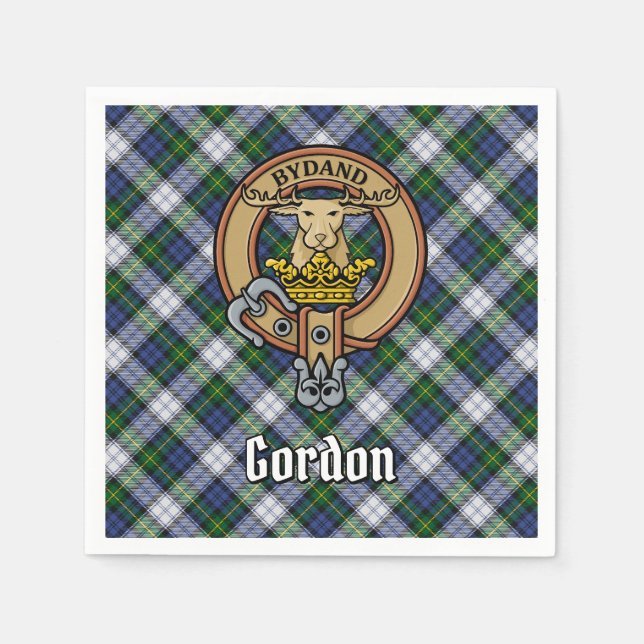 Guardanapo De Papel Clan Gordon Crest sobre Dress Tartan (Frente)