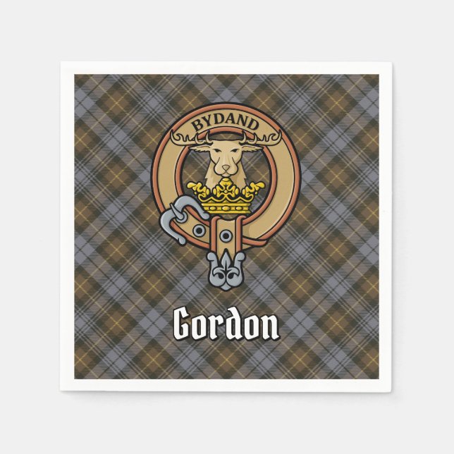 Guardanapo De Papel Clan Gordon Crest sobre o Weathered Tartan (Frente)