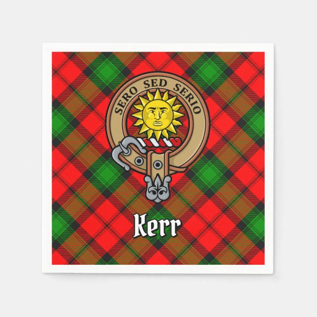 Guardanapo De Papel Clan Kerr Crest sobre Tartan (Frente)