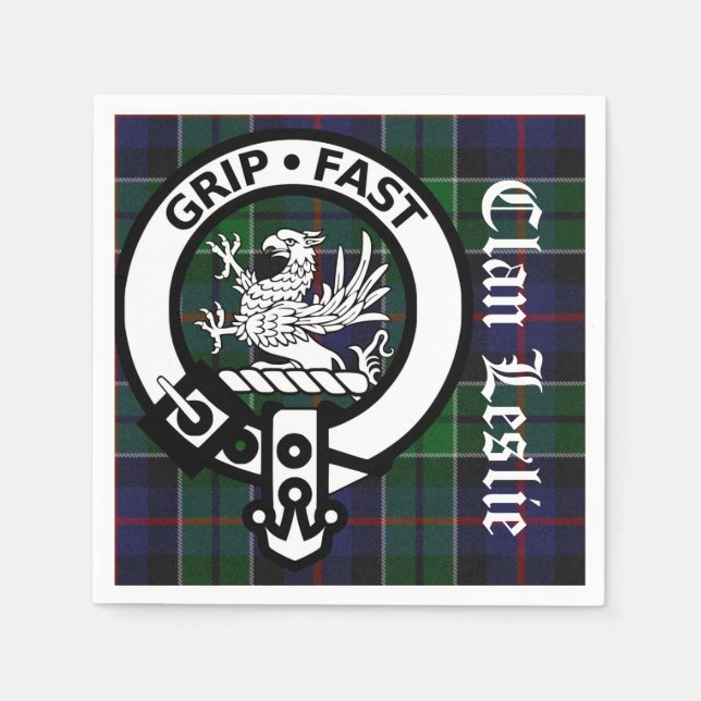 Guardanapo De Papel Clan Leslie Tartan & Crest Paper Napkins (Frente)