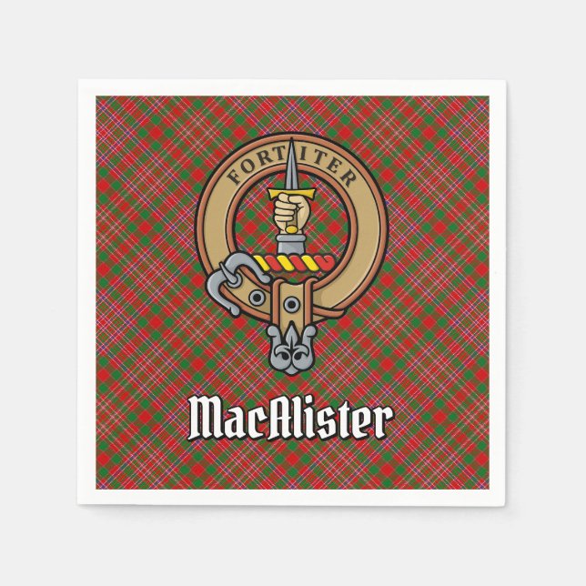 Guardanapo De Papel Clan MacAlister Crest sobre Tartan (Frente)