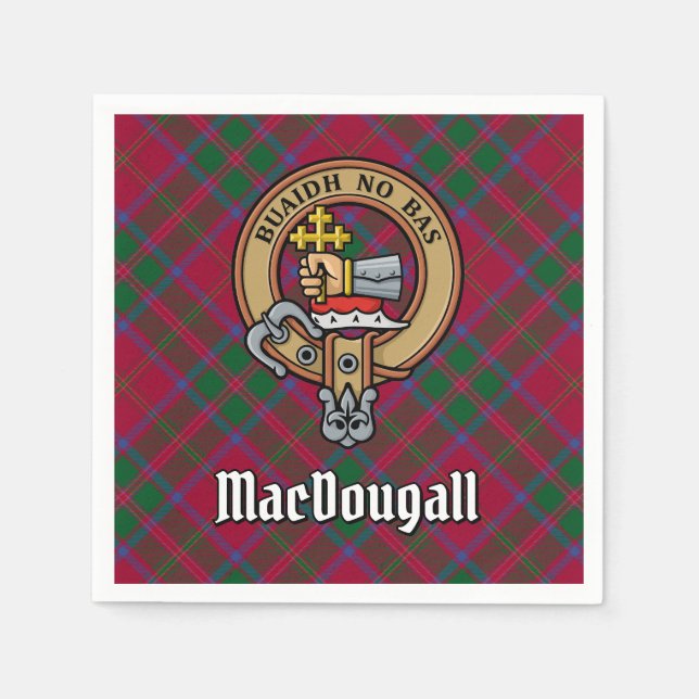 Guardanapo De Papel Clan MacDougall Crest sobre Tartan (Frente)