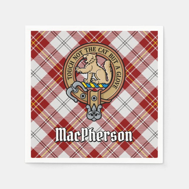 Guardanapo De Papel Clan MacPherson Crest sobre o Vestido Tartan (Frente)
