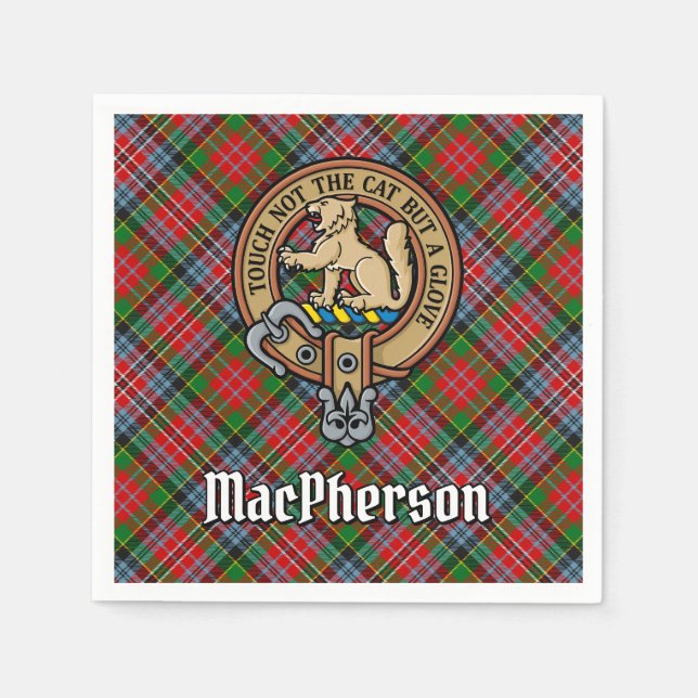 Guardanapo De Papel Clan MacPherson Crest sobre Tartan (Frente)