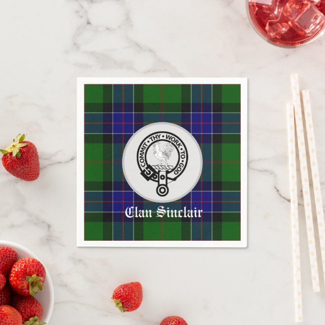 Guardanapo De Papel Clan Sinclair Tartan & Crest Crachá (Insitu)