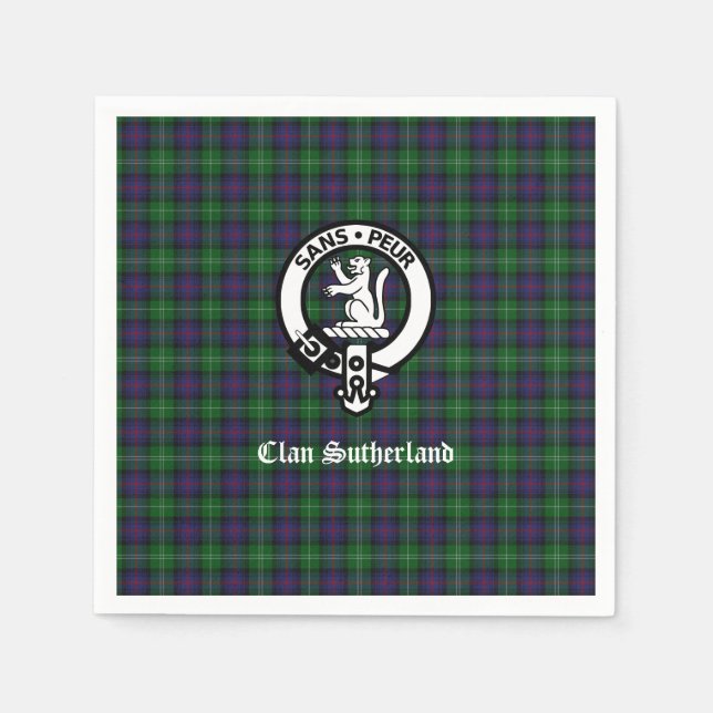 Guardanapo De Papel Clan Sutherland Crest & Tartan Kitchen Towel (Frente)