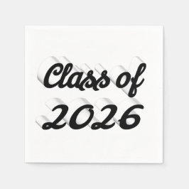 Guardanapo De Papel Class of 2026 black script graduation