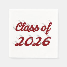 Guardanapo De Papel Class of 2026 burgundy script graduation