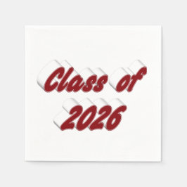 Guardanapo De Papel Class of 2026 burgundy typography graduation