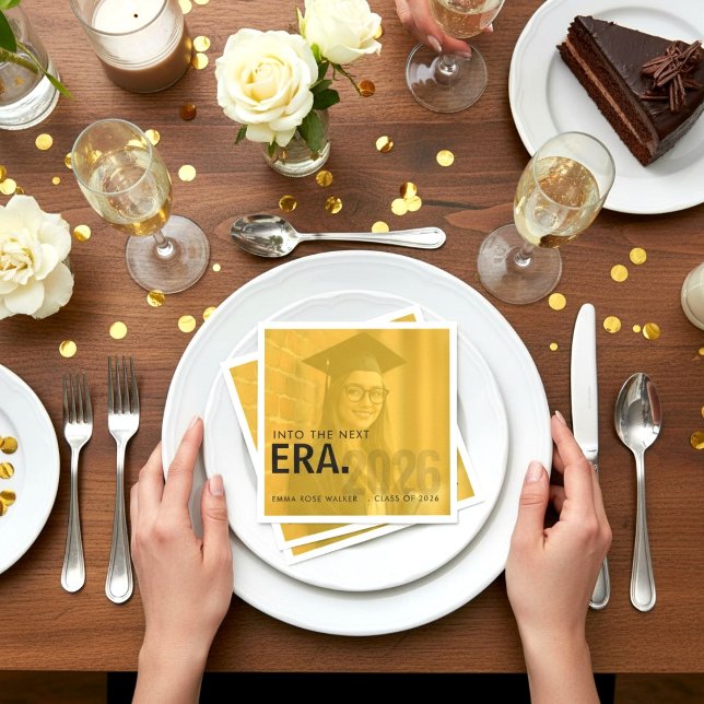 Guardanapo De Papel Class of 2026 Golden Photo (Criador carregado)