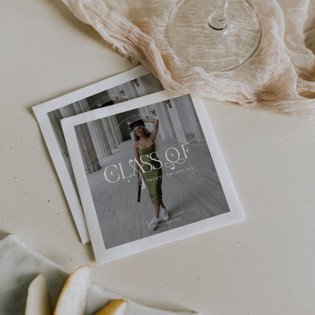 Guardanapo De Papel Class Of | Modern Personalized Graduation Photo (Criador carregado)
