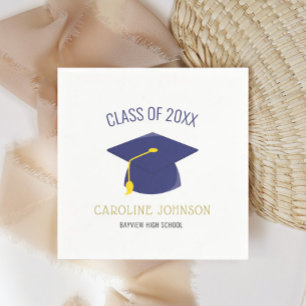 Guardanapo De Papel Classe Azul de Boné e Graduação de Tassel Napkins