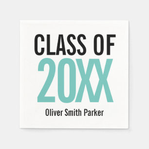 Guardanapo De Papel Classe de 2019 "Teal Bold Modern Graduation"