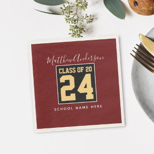 Guardanapo De Papel Classe de 2022 Burgundy Black and Dourado Graduati