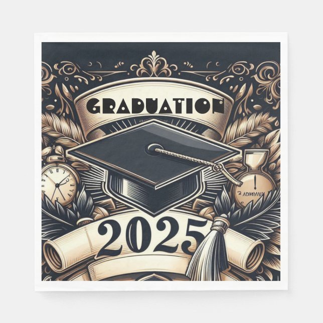 Guardanapo De Papel Classe de 2025 - Celebração de Graduação (Frente)