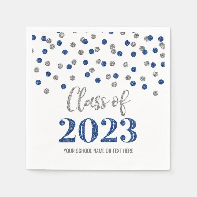Guardanapo De Papel Classe de Confetti de Prata Azul de 2023 (Frente)