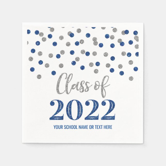 Guardanapo De Papel Classe de Confetti de Prata Azul Escuro de 2022 (Frente)