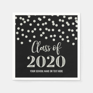 Guardanapo De Papel Classe de Confetti de Prata Negra de Graduação 2