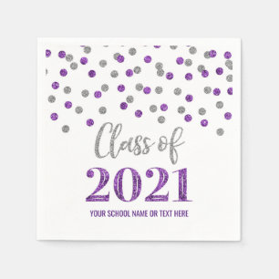 Guardanapo De Papel Classe de Confetti de Prata Roxa de Graduação de