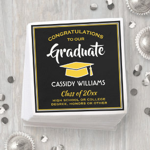 Guardanapo De Papel Classe de Festa de formatura amarela Dourada preta