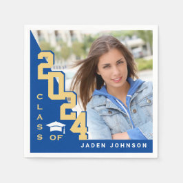 Guardanapo De Papel Classe de Festa de formatura de FOTO Azul do Ouro 