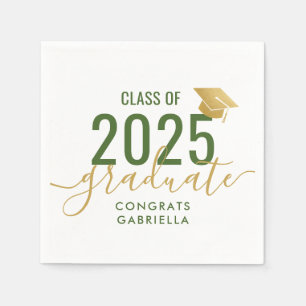 Guardanapo De Papel Classe de Festa de formatura Dourada Verde 2022