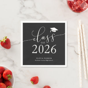 Guardanapo De Papel Classe de Festa de formatura preta 2025