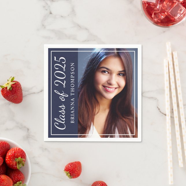 Guardanapo De Papel Classe de Foto de Festa de formatura Azul 2025 (Insitu)