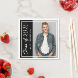 Guardanapo De Papel Classe de Foto de Festa de formatura Preta 2025