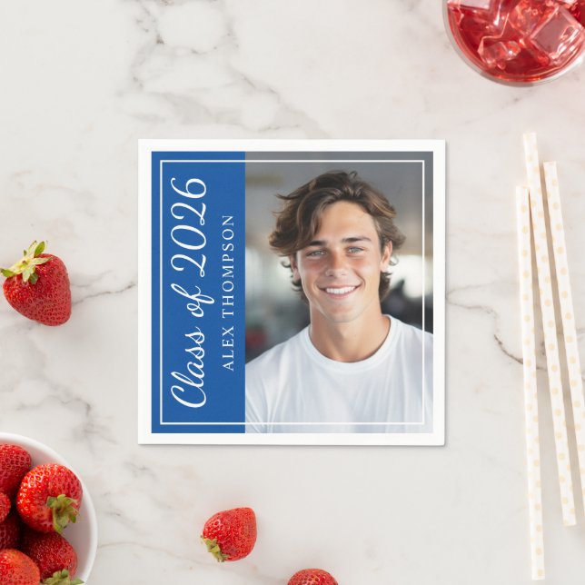 Guardanapo De Papel Classe de Foto Real de Festa de formatura Azul 202 (Insitu)