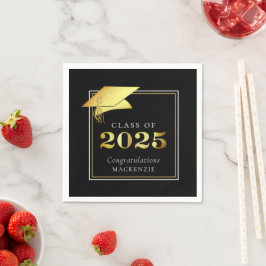 Guardanapo De Papel Classe de Graduação 2025 Dourada Personalizada Pre